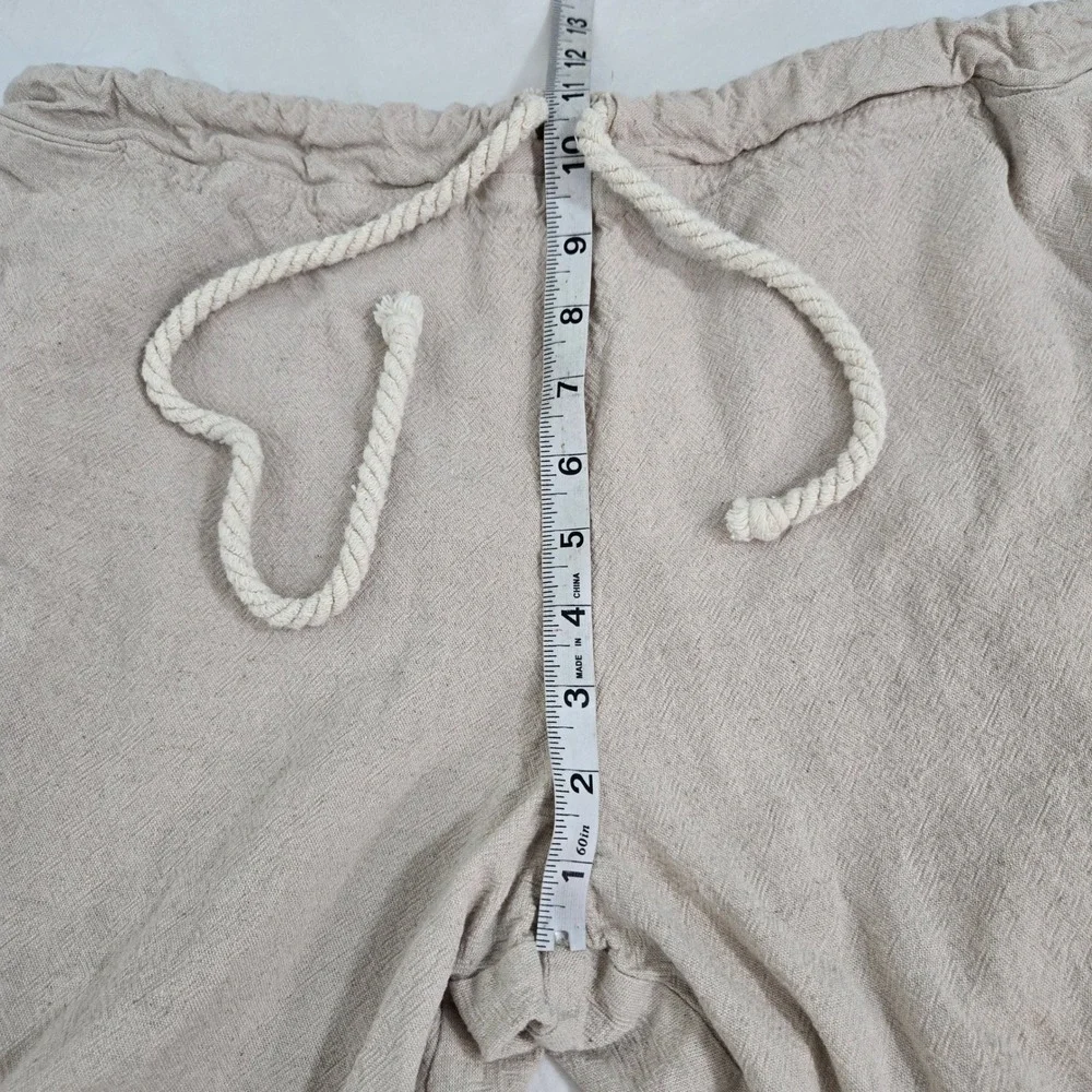 Fausto Betancourt Womens L Cropped Pants Beige Manta Cotton Linen‎ Beach Resort